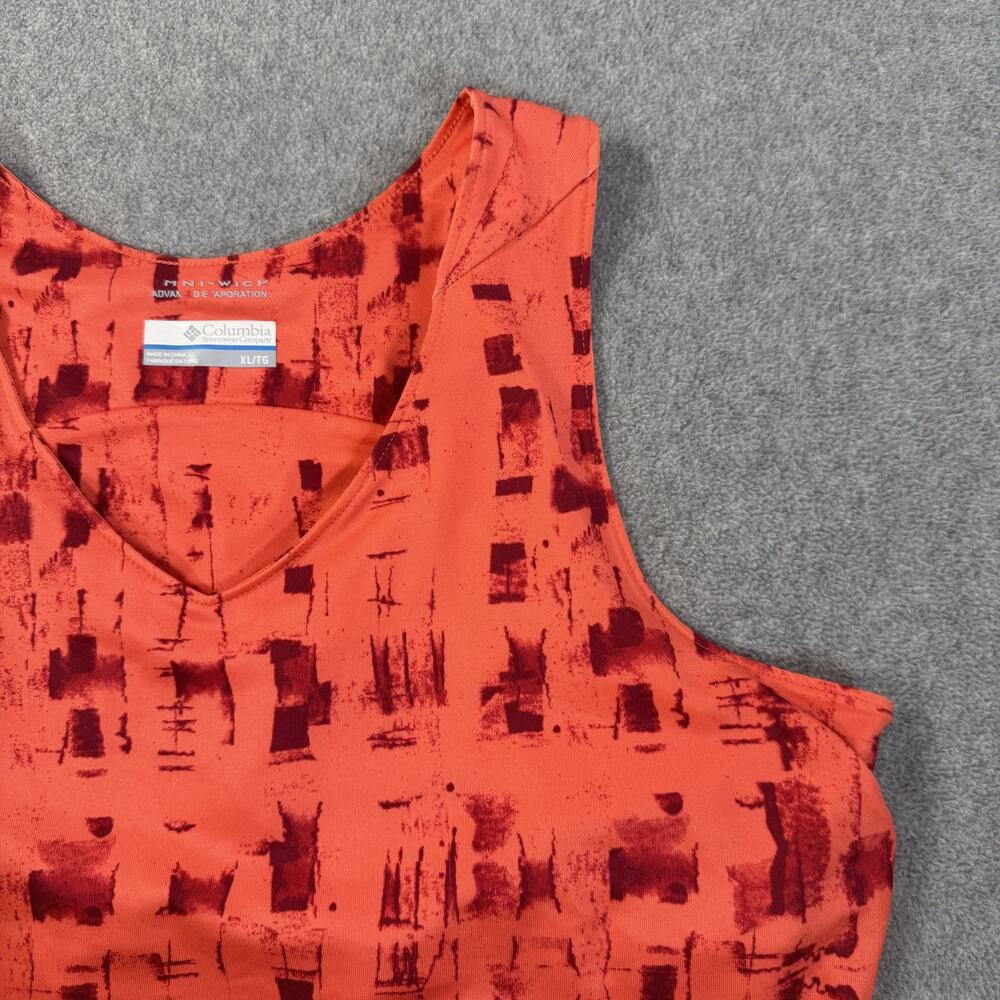 Columbia Omni-Wick Activewear Tank Top Women's XL Orange Red Abstract Athletic - Picture 2 of 11